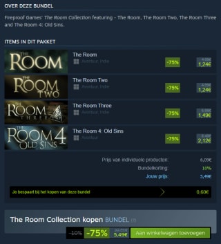 The Room Collection bundle voor €5,49 via Steam