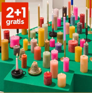 2+1 gratis op kaarsen bij HEMA