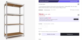 Estantería Metálica de Acero Galvanizado + 4 Baldas MDF, 140 x 70 x 30cm por 16.55€ (Cuenta Nueva 9.98€)