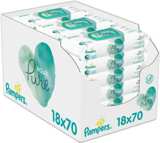 Pampers Aqua Pure babydoekjes - 18 x 70 doekjes voor €20 bij Bol.com