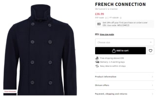 Buy Gents French Connection double breasted coat from Otrium for £36.99