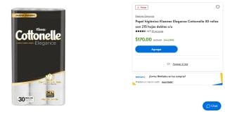 Papel Higiénico Kleenex Elegance Cottonelle 30 rollos por $170 | Walmart