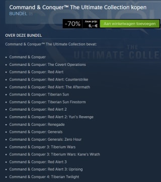 Command & Conquer™ The Ultimate Collection voor €6 via Steam