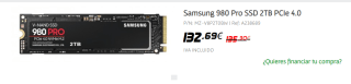 Disco Duro Samsung 980 Pro SSD 2TB PCIe 4.0 NVMe M.2 por 132.69€