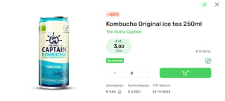 Kombucha Original ice tea 250ml - 6 stuks voor €3 bij Foodello