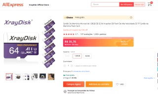Cartão de memória da XrayDisk de 128GB - R$ 35,76
