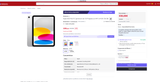 Apple 2022 iPad 10.ª generación 10,9" con Wi-Fi 64GB por solo 330€ (Nuevos usuarios 198€)