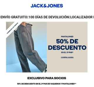 -50% en la Segunda Unidad Pantalones en Jack & Jones para socios.