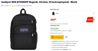 JanSport Big Student Rugzak black voor €30,99 bij Bol.com