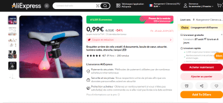 Feu arrière de vélo en forme de cœur multicolore à 0,99€