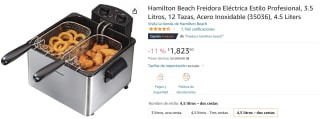 Hamilton Beach Freidora Eléctrica a $1,824 en Amazon