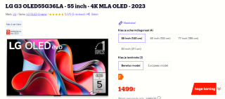 LG G3 OLED55G36LA - 55 inch - 4K MLA OLED - 2023 voor €1.399 na cashback bij Bol.com