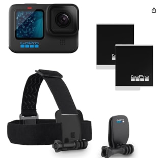 GoPro Paquete HERO11: Incluye cámara HERO11, Correa para la Cabeza + QuickClip y batería Enduro (2 en Total) por 309.9€