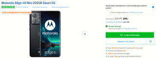 Motorola Edge 40 Neo 256GB Zwart voor €288 bij Coolblue
