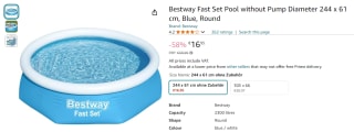 Bestway zwembad 244x61cm voor €18,99 bij Amazon
