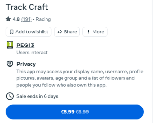 Track Craft Mixed Reality racing voor €5,99 via Meta