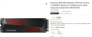 MZ-V9P2T0CW Samsung SSD 990 PRO HS 2TB, M.2 NVMe voor €159 bij Amazon