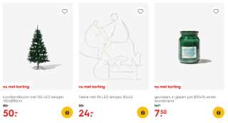 Tot 50% korting op diverse kerstproducten bij HEMA