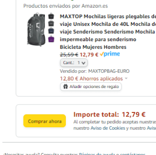 Mochilas ligeras plegables de viaje de 40L por 12,79€