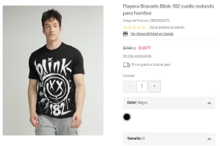 Playera Bravado Blink-182 por $150 en Suburbia