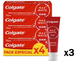 3 Packs de 4 unidades de Colgate Max White One Pasta de Dientes Blanqueadora por 16.18€