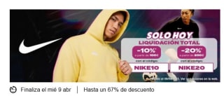 Hasta 20% descuento en seleccionados marca Nike