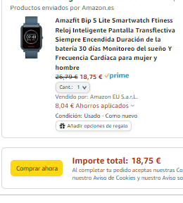 Reloj inteligente Amazfit Bip S Lite reacondicionado por 18,75€