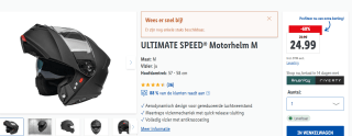 ULTIMATE SPEED® Motorhelm M voor €24,99 in de Lidl webshop