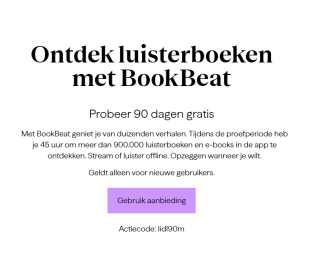 90 dagen gratis Bookbeat met de kortingscode