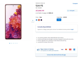 Samsung S20 FE 128GB por $5,999 en Telcel