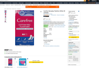 2 de 30 unidades Carefree Salvaslips Flexiform White por 2,92€