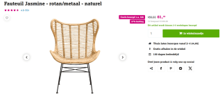 Fauteuil Jasmine rotan (vlinderstoel) voor €81 bij Leenbakker