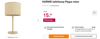 KARWEI tafellamp Pippa rotan voor €15 bij Karwei