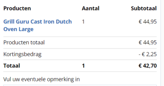 Grill Guru Cast Iron Dutch Oven Large voor €42,70 dmv code bij Tuincentrumoutlet