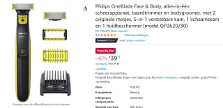 Philips OneBlade Face & Body, alles-in-één scheerapparaat voor €39,21 bij Amazon