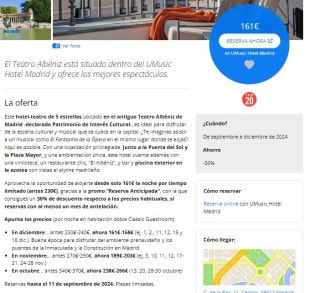 hotel-teatro de 5 estrellas desde solo 161€ la noche por tiempo limitado (antes 230€)