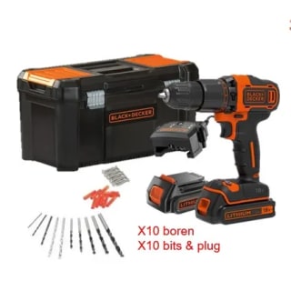 Black + Decker schroefboormachine met klopfunctie 18V ( 2 accu's) voor €89,99 bij Praxis
