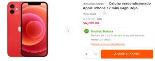 iPhone 12 Mini 64GB Reacondicionado a $6,799 en Linio