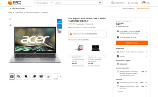 Acer Aspire 3 A315-59 Intel Core i5-1235U 16GB 512GB SSD 15.6" por 529€