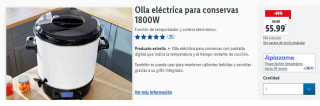 Olla eléctrica para conservas 1800W por 55.99€