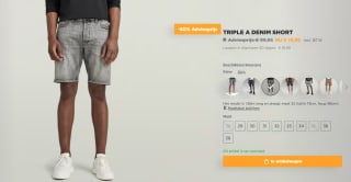 RAW Heren Triple A Denim Shorts, voor €19,99 bij G-star