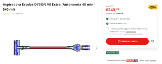 Aspiradora sin cable Dyson V8 Extra por 249,99€