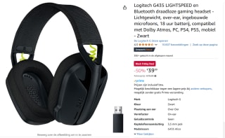 Logitech G435 Lightspeed Wireless Gaming Headset Zwart voor €39,99 bij Amazon