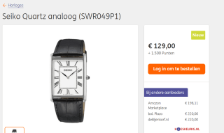 Seiko Horloge SWR049P1 voor €129 + 1.500 ING punten