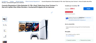 Consola PS5 Slim Estándar D 1TB + 3 juegos en físico por 599€