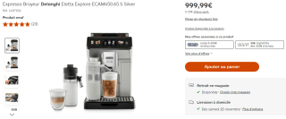 Expresso Broyeur Delonghi Eletta Explore ECAM450.65.S Silver à 999,99€