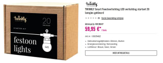 Twinkly Festoon app-gestuurd LED lichtsnoer 20 RGB 16 miljoen kleuren LED 10 meter voor €59,95 bij Hornbach