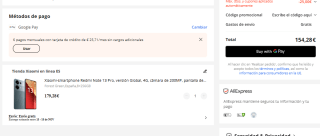 Xiaomi Redmi Note 13 Pro 4G, 8GB, 256GB por 154,28€