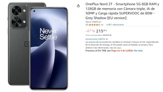Movil OnePlus Nord 2T - 5G de 8GB+128GB por 215€