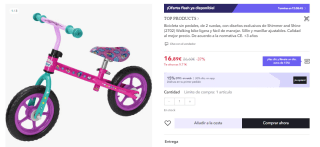 Bicicleta sin pedales, de 2 ruedas, con diseños exclusivos de Shimmer and Shine por 11.82€